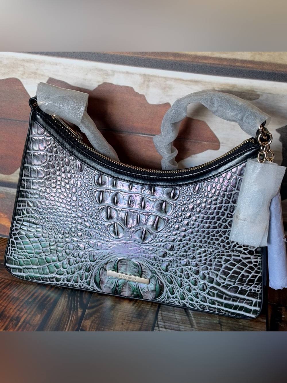 FIRM >> BRAHMIN NWT DUSK GLEAMING ESME SATCHEL ~ GENUINE LEATHER PRICE FIRM HTF - Picture 14 of 14